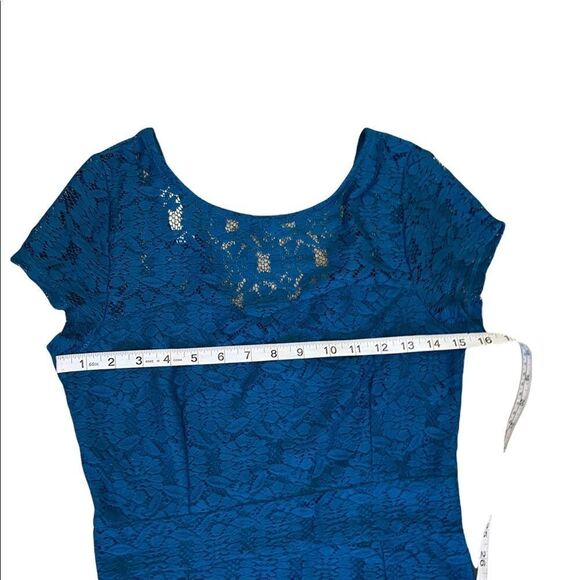 DORORTHY PERKINS Teal Lace Lined Sweetheart Short Sleeve Knee Length Dress 12UK - Picture 7 of 12